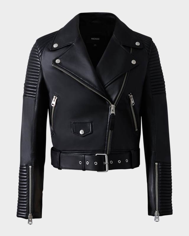 Masina Lamb Leather Biker Jacket